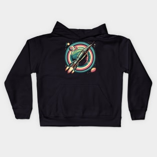 Galactic Space Travel Voyage: Retro Rocket's Stellar Journey Kids Hoodie